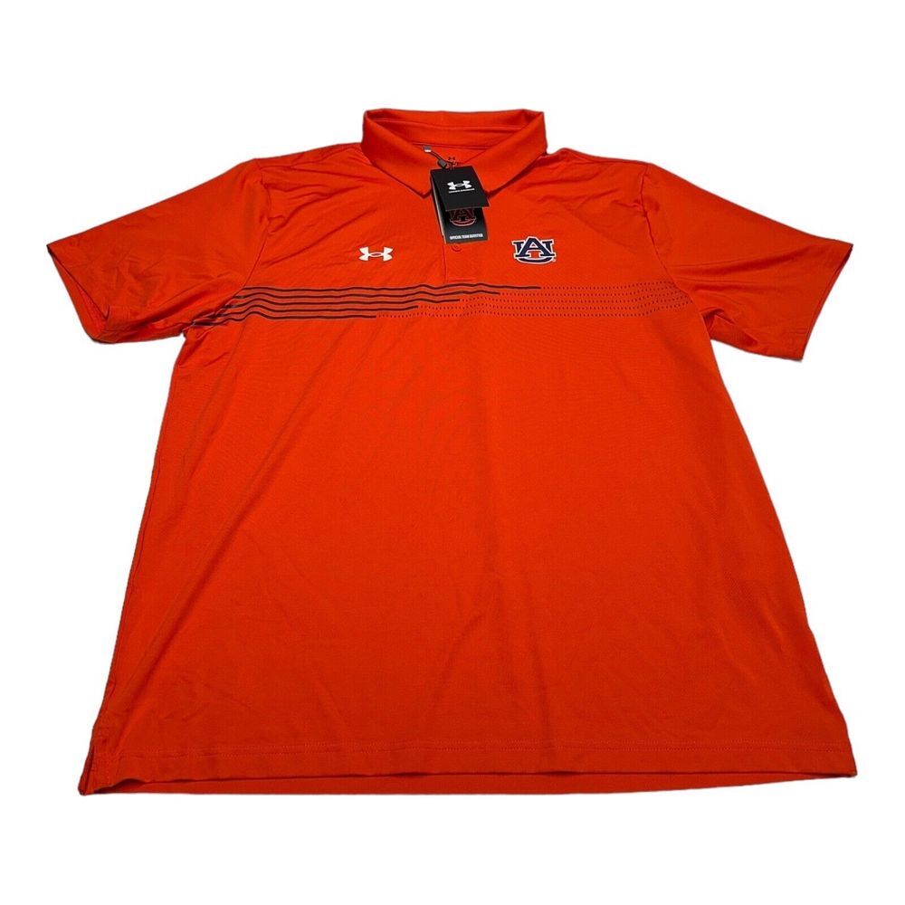 NWT Men's Under Armour Auburn Tigers Orange Short Sleeve Polo Golf Shirt Size XL